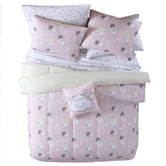 NWT 8 Pc Pink Sleepy Angel Bed in Bag-Reversible - Picture 1 of 8